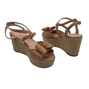 kate spade Cork Bow Espadrille Wedge Sandals in Natural Tan